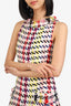 Oscar de la Renta White/Multicolor Wool Floral Print Sleeveless Dress Size 6