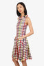 Oscar de la Renta White/Multicolor Wool Floral Print Sleeveless Dress Size 6