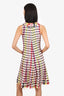 Oscar de la Renta White/Multicolor Wool Floral Print Sleeveless Dress Size 6