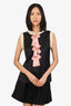 Gucci Black Silk Bow Detail Ruffled Sleeveless Top Size 40