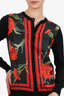Dolce & Gabbana Black/Red Silk Rose Print Cardigan Size 40
