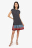 Louis Vuitton Grey Wool Pleated Hem Dress Size XS