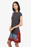 Louis Vuitton Grey Wool Pleated Hem Dress Size XS