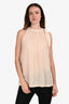 Brunello Cucinelli Cream Silk Sleeveless Mock Neck Top Size M