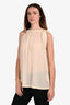 Brunello Cucinelli Cream Silk Sleeveless Mock Neck Top Size M