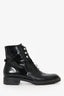 Christian Dior Black Patent Leather Crystal Detail Combat Boots Size 41
