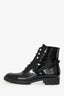 Christian Dior Black Patent Leather Crystal Detail Combat Boots Size 41