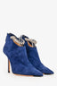Jimmy Choo Blue Suede Crystal Blaize 100 Ankle Boots Size 37