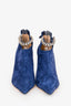 Jimmy Choo Blue Suede Crystal Blaize 100 Ankle Boots Size 37