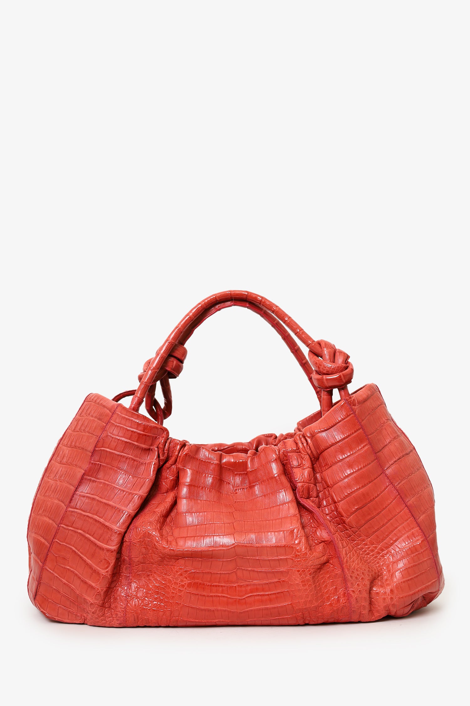 Nancy Gonzalez Orange Crocodile Knot Pleated Shoulder Bag – Mine