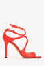Jimmy Choo Red Patent Leather Strappy Heels Size 38.5
