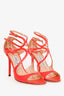 Jimmy Choo Red Patent Leather Strappy Heels Size 38.5