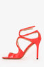 Jimmy Choo Red Patent Leather Strappy Heels Size 38.5