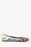 Roger Vivier White/Pink Scribble Printed Buckle Flats Size 38
