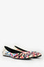 Roger Vivier White/Pink Scribble Printed Buckle Flats Size 38