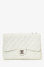 Pre-Loved Chanel™ 2006-08 White Caviar Leather Jumbo Single Flap Bag