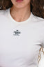 Fendi White Ribbed Embroidered Logo Short Sleeves T-Shirt Size XS