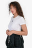 Fendi White Ribbed Embroidered Logo Short Sleeves T-Shirt Size XS