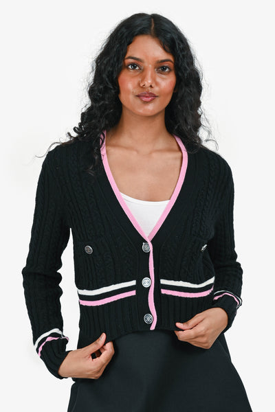 Pre-Loved Chanel™ Spring 2023 Black/Pink Cashmere Blend Knit