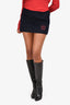 Miu Miu 2024 Navy Blue Wool/Cashmere Logo Mini Skirt Size 38