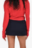 Miu Miu 2024 Navy Blue Wool/Cashmere Logo Mini Skirt Size 38