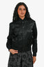 Saint Laurent Black Satin Sequin Sweet Dreams Bomber Jacket Size 36