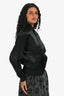 Saint Laurent Black Satin Sequin Sweet Dreams Bomber Jacket Size 36