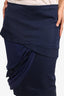 Gucci Navy Silk Asymmetrical Ruched Tiered Mini Skirt Size 40