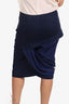 Gucci Navy Silk Asymmetrical Ruched Tiered Mini Skirt Size 40