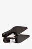 Saint Laurent Black Leather Metal Cap Toe Blade 60 Slingbacks Size 36.5