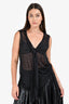 Fendi Black Sheer Neck Tie Sleeveless Top Size 44