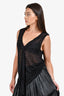 Fendi Black Sheer Neck Tie Sleeveless Top Size 44