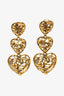 Oscar de la Renta Gold Tone Heart Drop Earrings