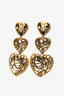 Oscar de la Renta Gold Tone Heart Drop Earrings