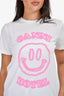 Ganni White/Pink Cotton Hotel Smiley T-Shirt Size XS