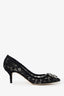 Dolce & Gabbana Black Lace Crystal Flower Heels Size 37.5