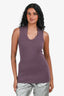 Brunello Cucinelli Purple Cotton Blend Ribbed Scoop Neck Tank Top Size XS