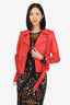 Allsaints Red Leather Biker Jacket Size 4