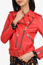 Allsaints Red Leather Biker Jacket Size 4