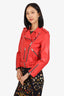 Allsaints Red Leather Biker Jacket Size 4