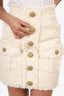 Balmain Cream Frayed Hem Mini Skirt Size 34