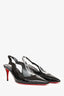 Christian Louboutin Black Patent Leather Slingback Heels Size 40 (As Is)