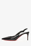Christian Louboutin Black Patent Leather Slingback Heels Size 40 (As Is)