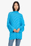 Balenciaga Blue All-Over Logo Oversized Ribbed Knit Sweater Size 2