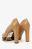 Pre-Loved Chanel™ Beige/Black Leather Cap Toe Platform Heels Size 39