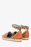 Valentino Brown Leather Rockstud Strappy Espadrilles Size 38