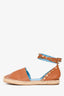 Valentino Brown Leather Rockstud Strappy Espadrilles Size 38