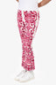 Dolce & Gabbana White/Pink Silk Slim Trousers Size 42