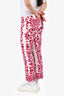 Dolce & Gabbana White/Pink Silk Slim Trousers Size 42