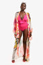 Camilla Cream Multicolour Silk Floral Embellished Kimono Est. Size O/S